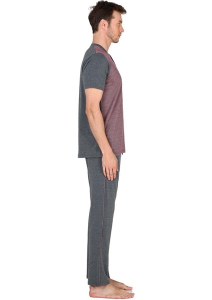 Erkek Patlı Jakarlı Antrasit Pijama Takımı 15214