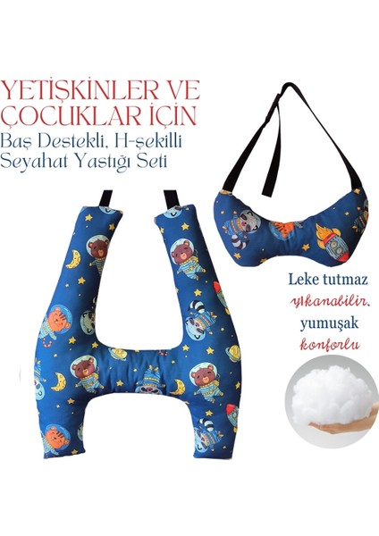 Simone Jr.yetişkinler ve Çocuklar Için Baş Destekli, H-Şekilli Seyahat Yastığı Seti - 2’li. fırsatları