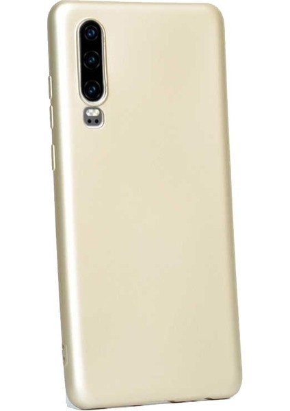 Huawei P30 Kılıf Premier Silikon Esnek Arka Koruma Gold