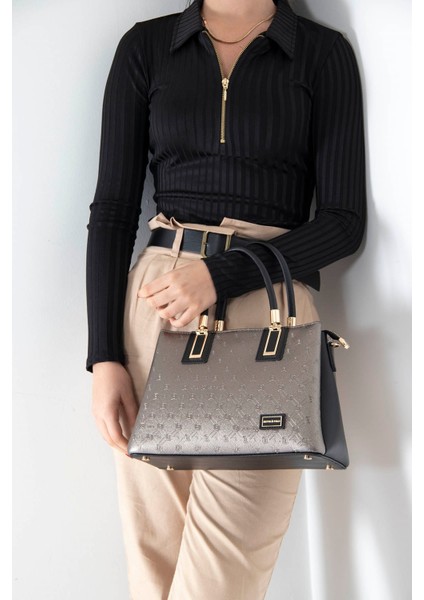 Silver Polo Kadın El Çantası Platin - Siyah NV1000