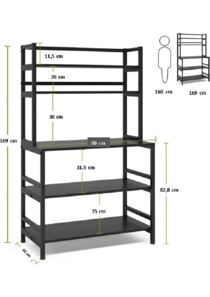 Mutfak Standı Bazalı 5 Raflı Kahve Köşesi Mutfak Rafı Mutfak Bangosu