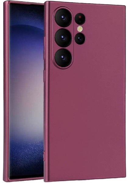 Samsung Galaxy S24 Ultra Kılıf Lüx Renkli Premier Kamera Korumalı Mat Silikon Mürdüm