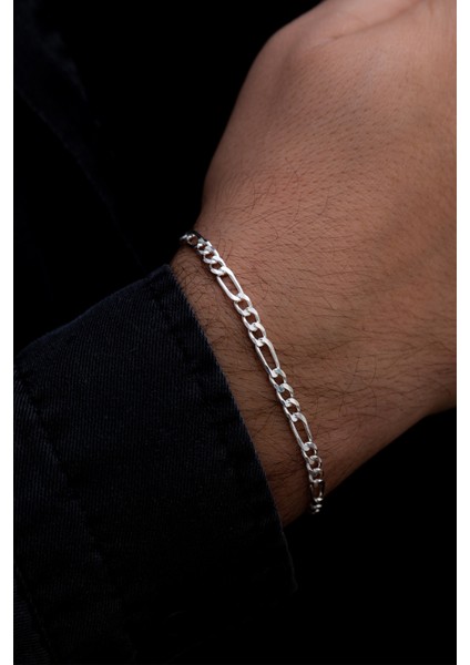 Erkek 5 mm Kalınlık 925 Ayar Gümüş Figaro Model Erkek Bileklik