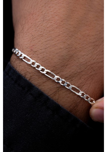 Erkek 5 mm Kalınlık 925 Ayar Gümüş Figaro Model Erkek Bileklik fiyatları
