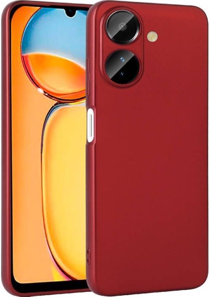 Xiaomi Poco C65 Kılıf Premier Kamera Korumalı Mat Silikon Kırmızı