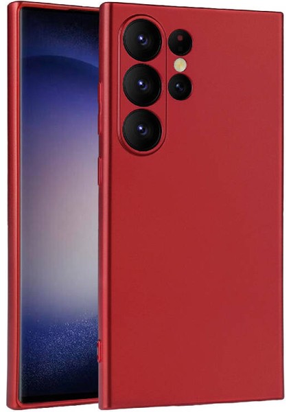 Samsung Galaxy S24 Ultra Kılıf Lüx Renkli Premier Kamera Korumalı Mat Silikon Kırmızı