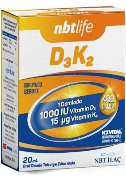 Nbt İlaç Nbtlife D3K2 Vitamin 20 ml Oral Damla