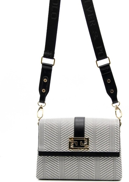 Silver Polo Kadın Çapraz Çanta Siyah Beyaz - Siyah NV1009