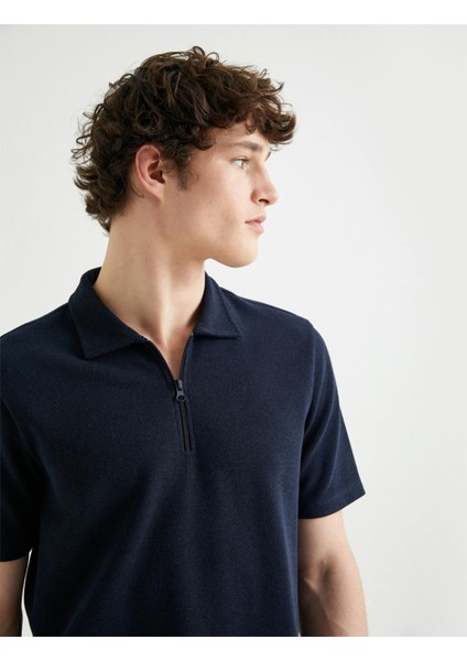 4SAM10101MK 716 Lacıvert Erkek Pamuk Jersey Kısa Kollu Polo T-Shirt fiyatları