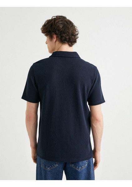 4SAM10101MK 716 Lacıvert Erkek Pamuk Jersey Kısa Kollu Polo T-Shirt fırsatları