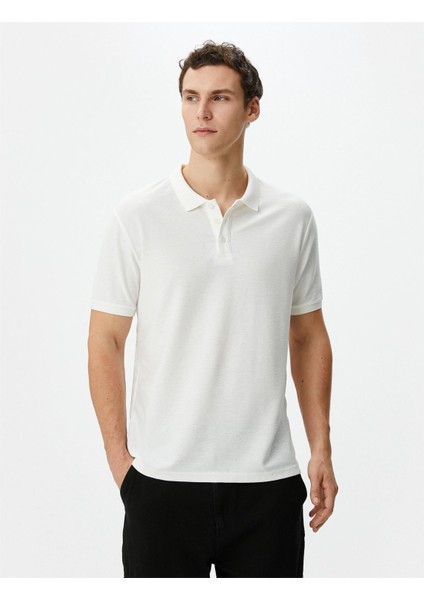 4SAM10005MK 010 Ekru Erkek Pamuk Jersey Basıc Kısa Kollu Polo T-Shirt fiyatları