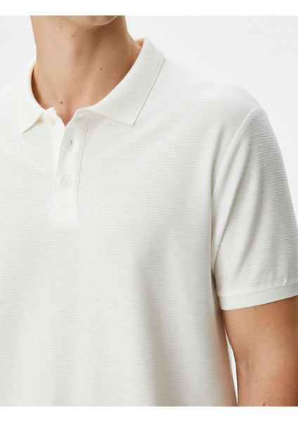 4SAM10005MK 010 Ekru Erkek Pamuk Jersey Basıc Kısa Kollu Polo T-Shirt modelleri