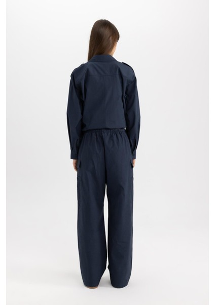 Kargo Fit Esnek Belli Cepli Bağcıklı Poplin Palazzo Pantolon C2148AX24SP