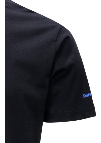 Erkek Bisiklet Yaka Standart Fit Shinzone Göğüs Baskılı Siyah T-Shirt modelleri