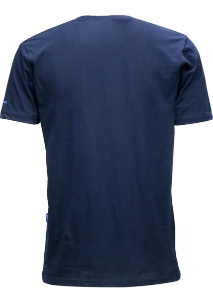 Erkek Bisiklet Yaka Standart Fit Shinzone Göğüs Baskılı Lacivert T-Shirt