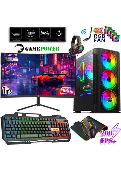 GPR27 Ryzen 5 3600 32GB 512GB Ssd+1tb HDD GTX1050TI 23.6" 165Hz Oyuncu Masaüstü Bilgisayar