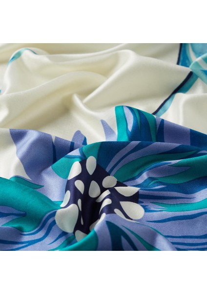 Ipekevi Ekinezya Desenli Ipek Şal 08024-BEYAZ Mavi modelleri