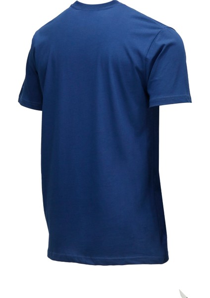 Erkek Bisiklet Yaka Standart Fit Göğüs Baskılı Koyu Mavi T-Shirt fırsatları