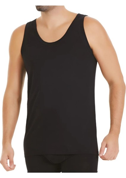 3'lü Beyaz Bambu Likralı Erkek Atlet