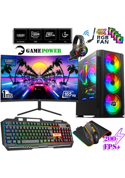 Gprx5 Ryzen 5 3600 16GB 256GB SSD+500GB HDD RX550 165Hz 23.6" Oyuncu Masaüstü Bilgisayar