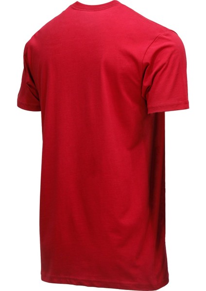 Erkek Bisiklet Yaka Standart Fit Göğüs Baskılı Bordo T-Shirt