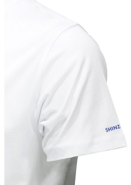 Erkek Bisiklet Yaka Standart Fit Göğüs Baskılı Beyaz T-Shirt modelleri