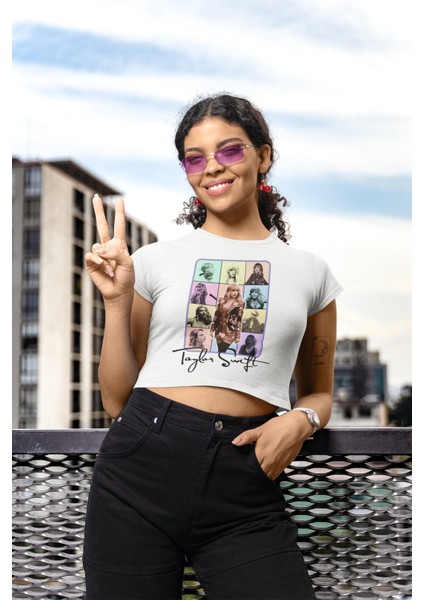 Taylor Swift Fotograf Baskılı Crop Top, Taylor Swift Yazılı Crop