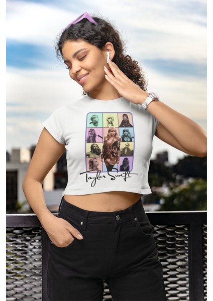 Taylor Swift Fotograf Baskılı Crop Top, Taylor Swift Yazılı Crop