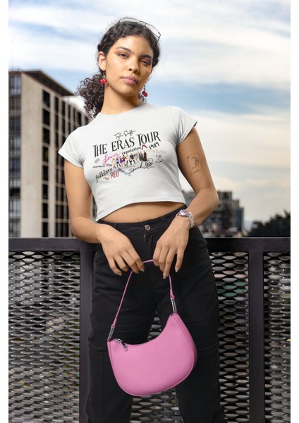 Taylor Swift Albüm Isimleri Baskılı Crop Top, Taylor Swift Baskılı Siyah Crop