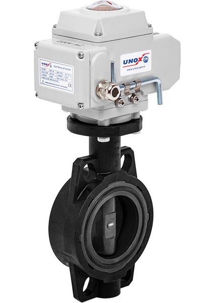 Ø63 24V DC Elektrik Aktüatörlü U-Pvc Kelebek Vana Asit Için