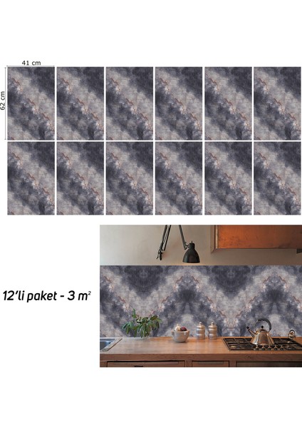 Kendinden Yapışkanlı Kırmızı Çizgi Desenli Pvc Panel 41X62 cm (12 Adet) 3 M²