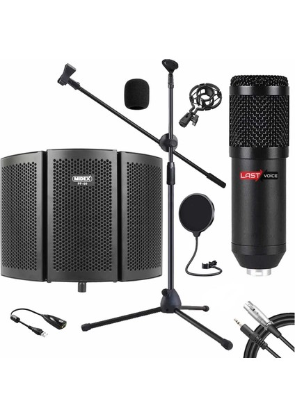 Pack Set-1 BM800 Mikrofon + Stand + Yalıtım Paneli + Filtre + Ses Kartı