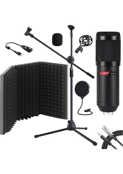 Pack Set-1 BM800 Mikrofon + Stand + Yalıtım Paneli + Filtre + Ses Kartı