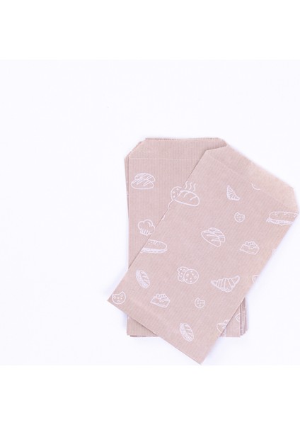 Pastane-Fırın Desenli Kese Kağıdı, Kraft 11X20 - 100 Adet