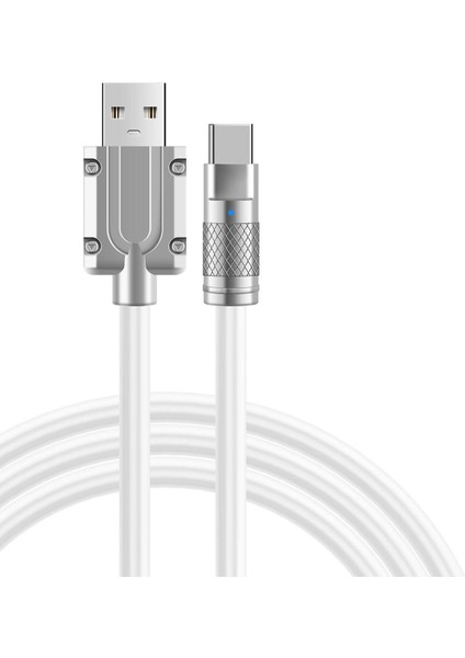 3A Type-C Bakır Döşemeli Sıvı Silikon USB Data Hızlı Şarj Kablosu - Katlanmaz Kırılmaz Dayanıklı Uzun Ömürlü 120 cm