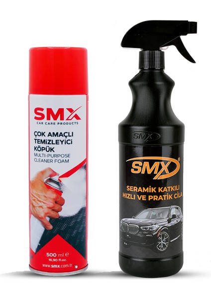 Çok Amaçlı Temizleyici Köpük Sprey 500 ml + Seramik Katkılı Hızlı ve Pratik Cila 1lt.