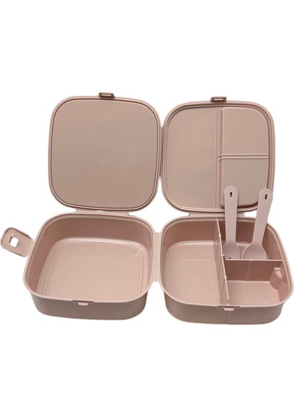 2 Katlı 4 Bölmeli Mavi Premium Kiddy Lunch Box - Premium 3 1 Beslenme Çantası - Yemek Saklama Kabı