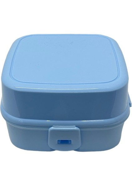 2 Katlı 4 Bölmeli Mavi Premium Kiddy Lunch Box - Premium 3 1 Beslenme Çantası - Yemek Saklama Kabı