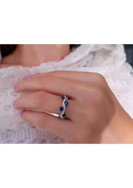 Pırlanta ve Safir Taşlı Yarım Tur Yüzük 0407R0193 fırsatları