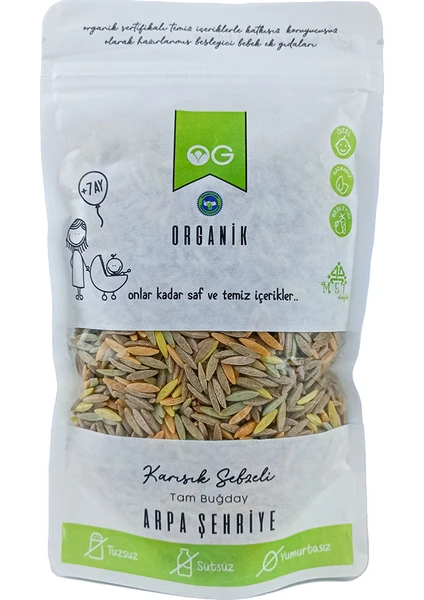 OG natural Organik Karışık Sebzeli Tam Buğday Arpa Şehriye 250 GR +7 Ay