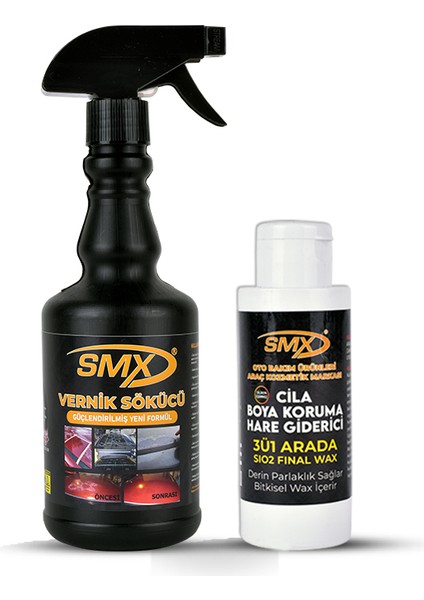 Vernik Sökücü (500 Ml) + Smx Cila, Boya Koruma ve Hare Giderici 3'ü 1 Arada (100ML)