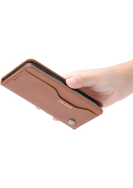 Iphone 15 Plus Manyetik Kapanış Deri Telefon Kapağı Flip Stand Cüzdan Damla Geçirmez Olan Kabuk Kırmızısı (Yurt Dışından)