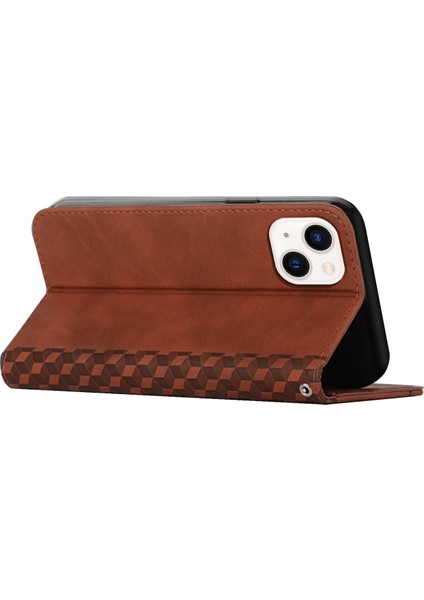 Iphone 15 Için Cilt Touch Hissed Telefon Kapağı 15 Baskılı Rhombus Deri Kılıf Telefon Stand Cüzdan-Brown (Yurt Dışından) indirimleri