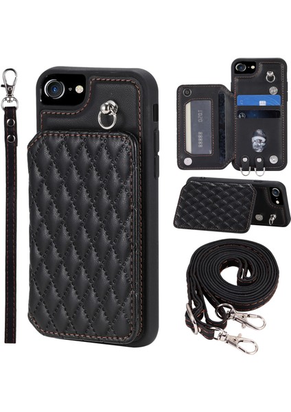 Iphone 6/6s/7/8/se (2020)/SE (2022) Rfıd Engelleme Telefon Kılıf Yuvaları Kickstand Phone Cover-Black Için (Yurt Dışından)