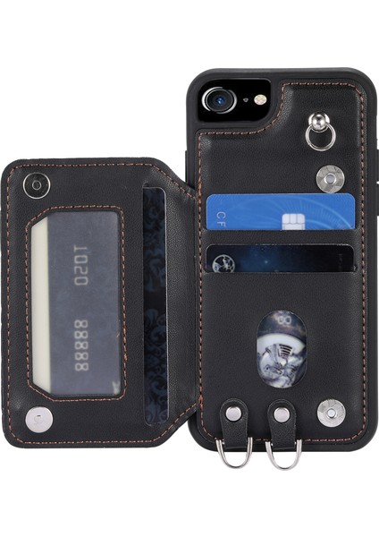 Iphone 6/6s/7/8/se (2020)/SE (2022) Rfıd Engelleme Telefon Kılıf Yuvaları Kickstand Phone Cover-Black Için (Yurt Dışından)