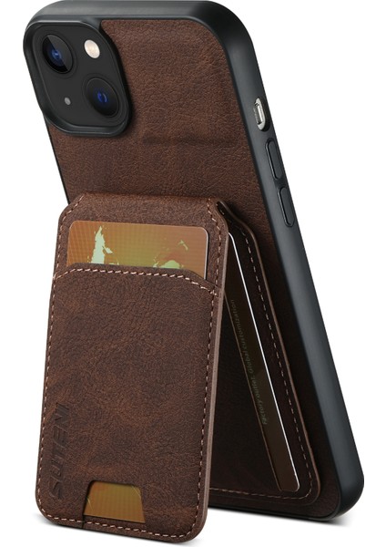 iPhone 14 Plus Içinartı Cep Telefonu Kasası Litchi Doku Anti-Fall Deri Koruyucu Arka Kabuk-Kahverengi (Yurt Dışından)
