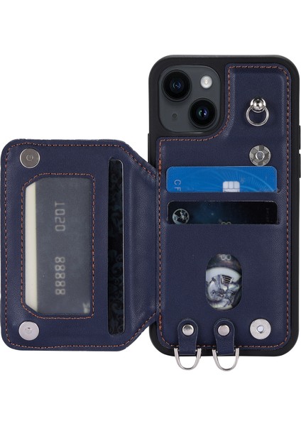 Iphone 15 Plus Rfıd Engelleme Şok Geçirmez Kılıf Anti-Drop Pu+Tpu Telefon Kabuğu Straps-Mavi (Yurt Dışından) fırsatları