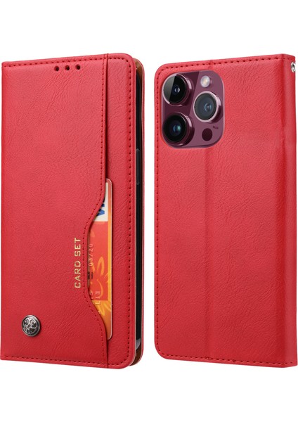 Iphone 15 Pro Max Deri Stand Cüzdan Kapağı Manyetik Kapanış Anti-Drop Telefon Kasası (Yurt Dışından)