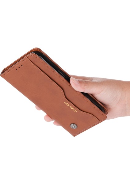 Iphone 15 Pro Max Deri Stand Cüzdan Kapağı Manyetik Kapanış Anti-Drop Telefon Kasası (Yurt Dışından) modelleri
