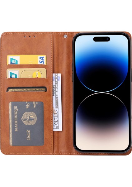 Iphone 15 Pro Max Deri Stand Cüzdan Kapağı Manyetik Kapanış Anti-Drop Telefon Kasası (Yurt Dışından) fırsatları